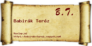 Babirák Teréz névjegykártya